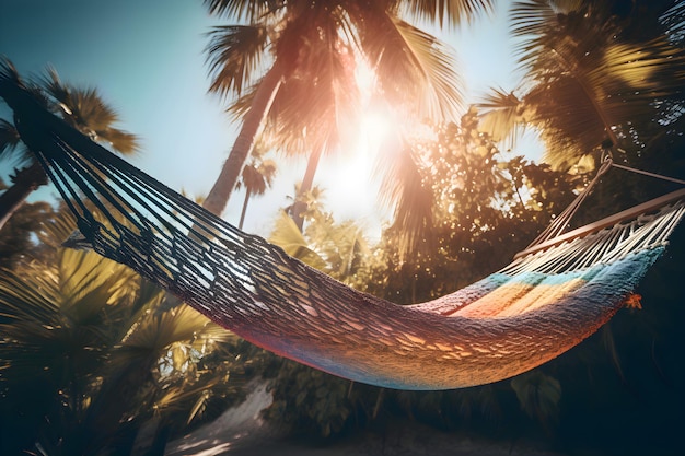 Hangmat tussen palmbomen zomervakantie Generatieve AI 2