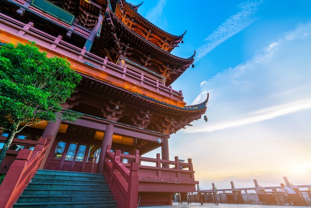 Hangzhou City Nightscape en Ancient Pavilion