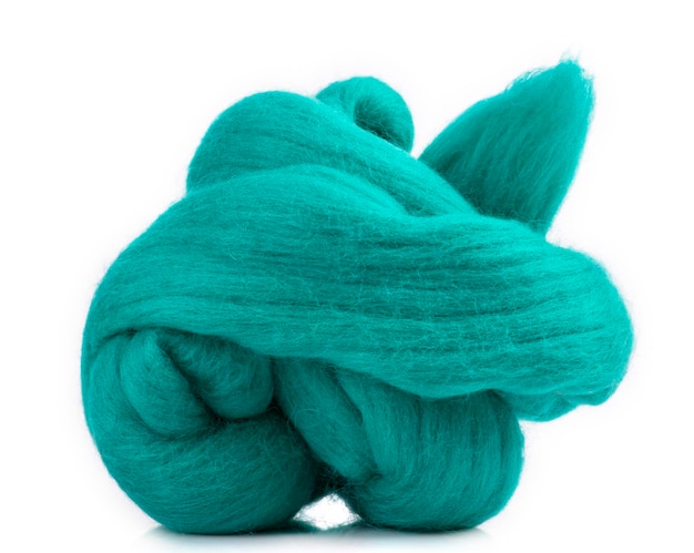 Hank merino wool green on a white background