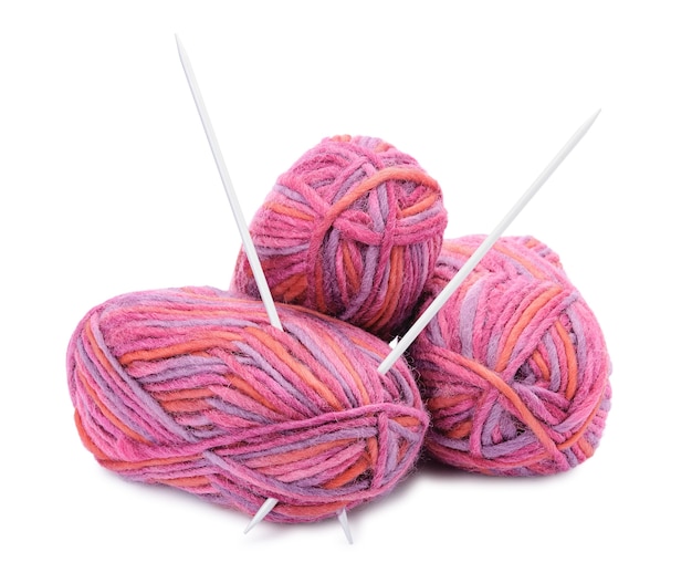 色糸と編み針のハンク