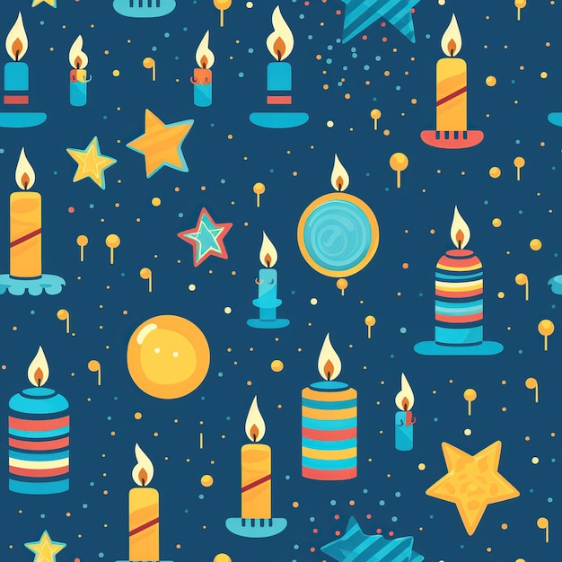 Hannukah candle decoration seamless pattern AI Generated