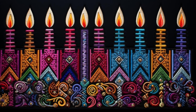 Hannukkah candle emboidery macro photoshoot