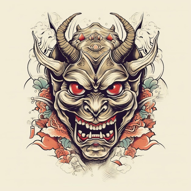 hannya японская векторная иллюстрация для футболки