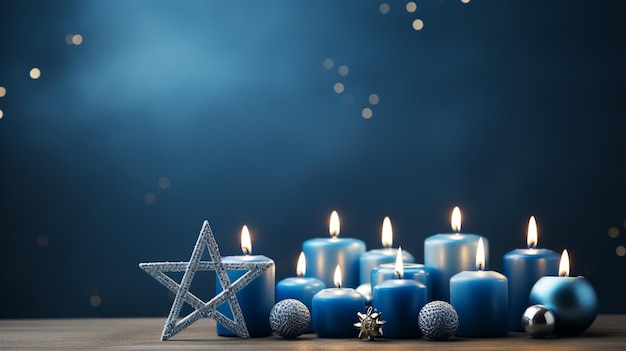 Hanukka is a Jewish holiday of miracles a celebration of victory in war between holiness and impurity It is an eightday Jewish winter holiday candles blur color banner background copy space