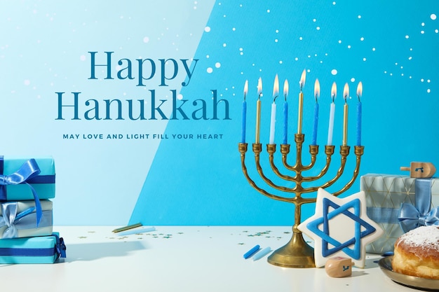 hanukkah celebration hanukkah candles with gifts