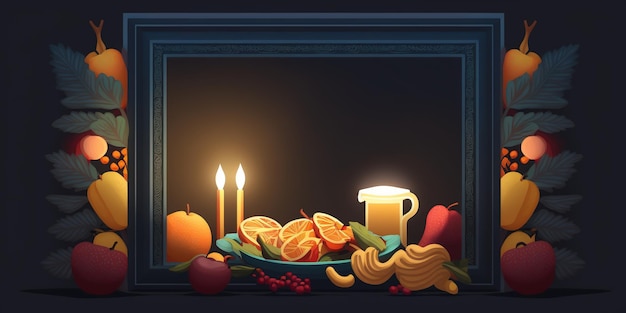 Hanukkah celebration scene for festival Jewish holiday Hanukkah background with traditional symbol