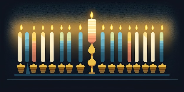 祭りのハヌカのお祝いシーン 伝統的なシンボルとユダヤ教の祝日のハヌカの背景