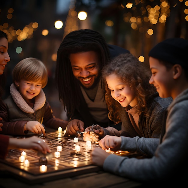 Hanukkah Day Celebrate the Festival of Lights Decorations Menorahs Dreidels and Pictures of Family