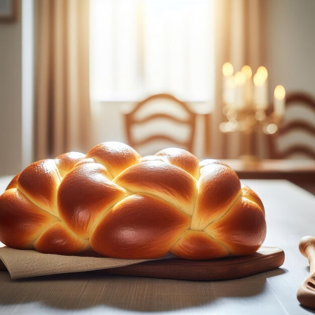 Hanukkah donuts en traditionele draaiende dreidel op een houten bord close-up