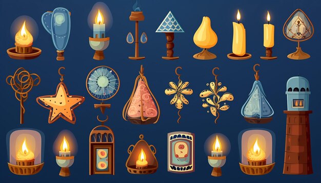 Hanukkah inspired clipart illustration