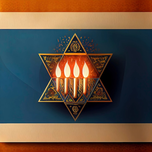 Photo hanukkah jewish holiday menorah david star illustration star of david