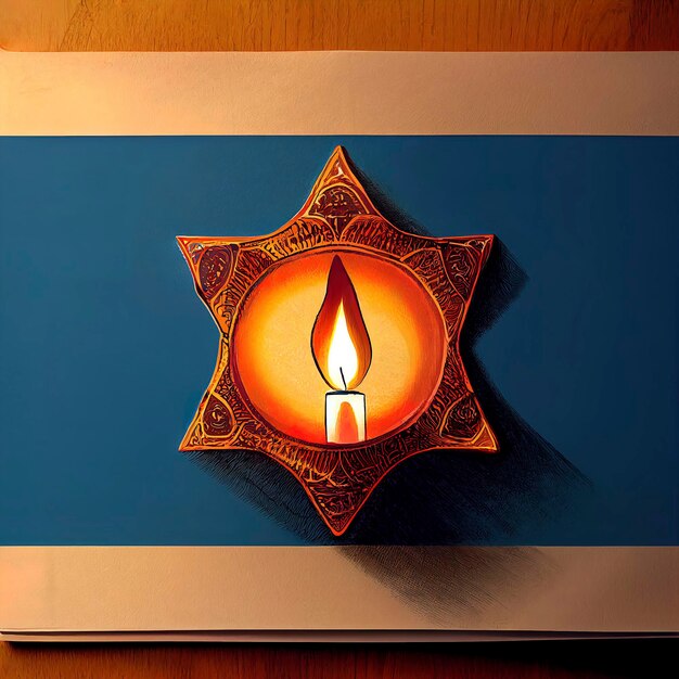 Photo hanukkah jewish holiday menorah david star illustration star of david