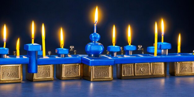 Hanukkah menorah with glowing candles