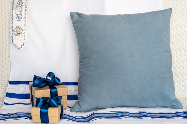 Hanukkah pillow mockup template blank close up