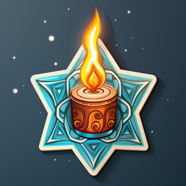 Photo hanukkah sticker star of david and candle