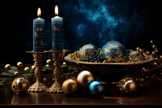 Hanukkah symbols and festive decorations