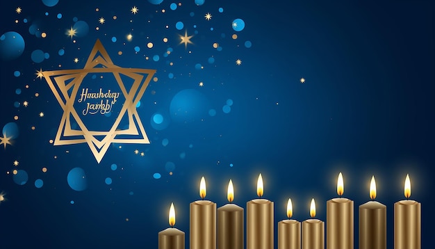 Photo hanukkah vector blue and golden high quality