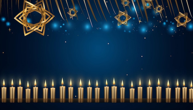 Foto hanukkah vettore blu e dorato di alta qualità