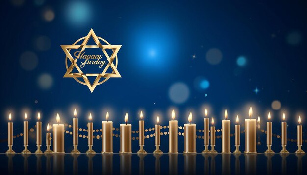 Foto hanukkah vettore blu e dorato di alta qualità