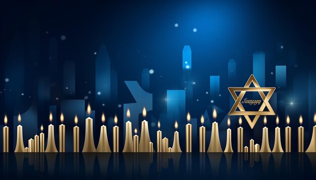 Hanukkah vector blue and golden high quality