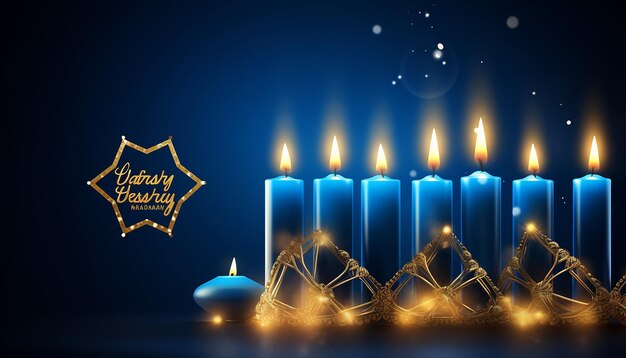 Hanukkah vector blue and golden high quality