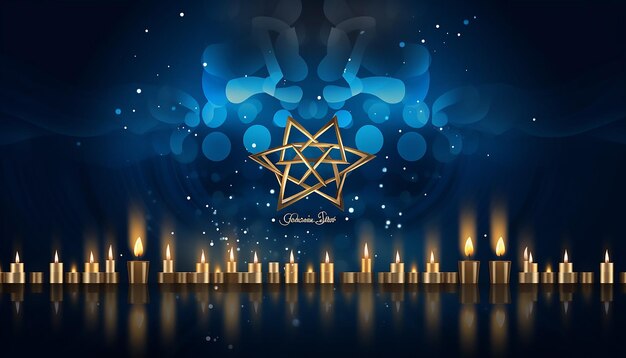 Foto hanukkah vettore blu e dorato di alta qualità