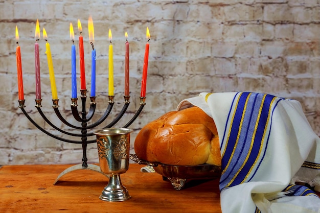 Hanukkah with menorah traditional