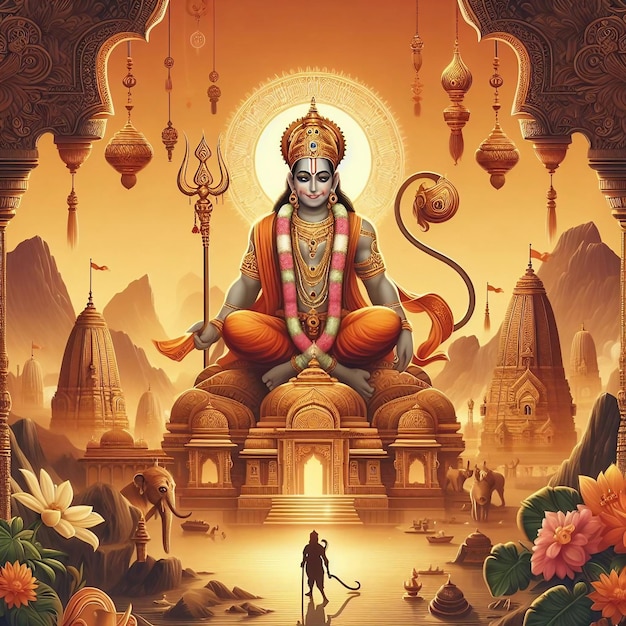 Hanuman Jayanti achtergrondbeeld AI gegenereerd door Bing