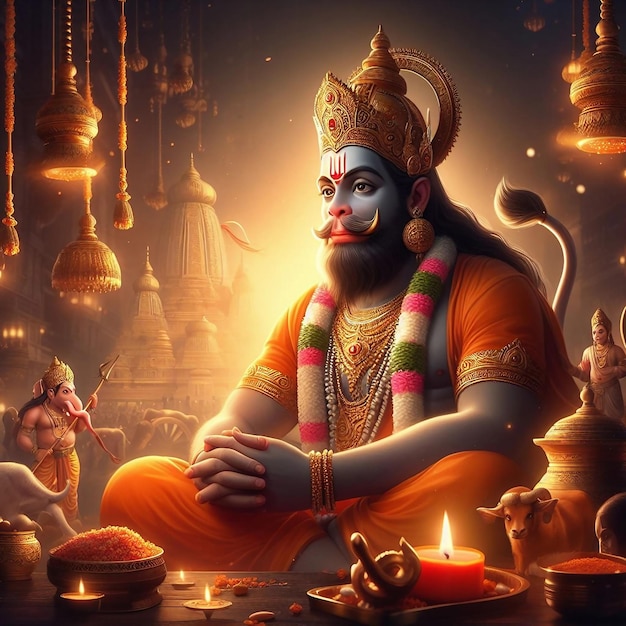Hanuman Jayanti achtergrondbeeld AI gegenereerd door Bing