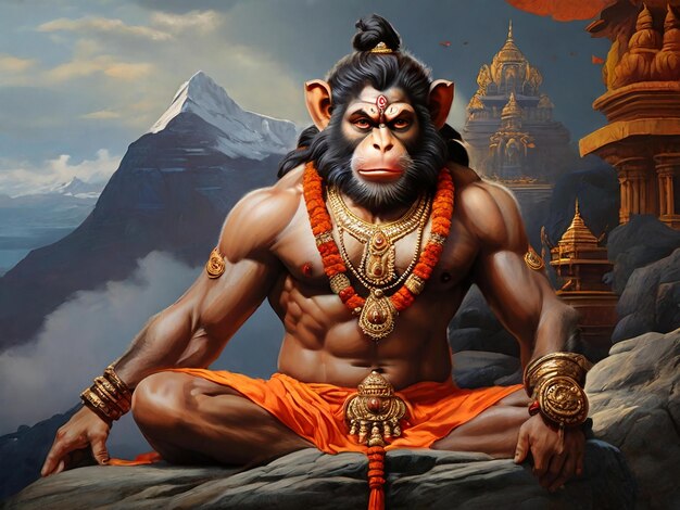 Hanuman jayanti colorful background design best quality hyper realistic wallpaper image ai generated