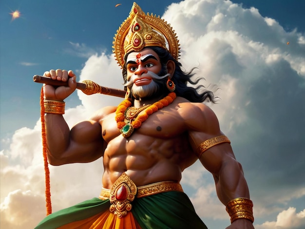 Hanuman jayanti colorful background design best quality hyper realistic wallpaper image ai generated