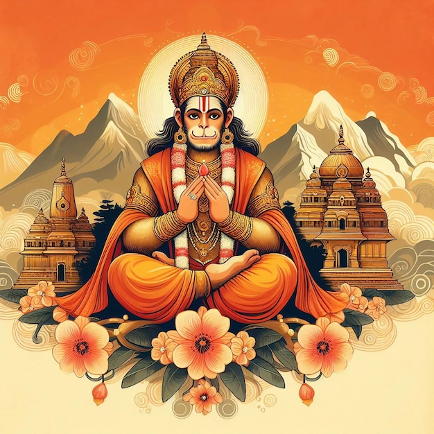 Hanuman Jayanti Image background AI generated by Bing