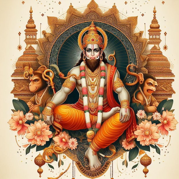 Hanuman Jayanti Image background AI generated by Bing