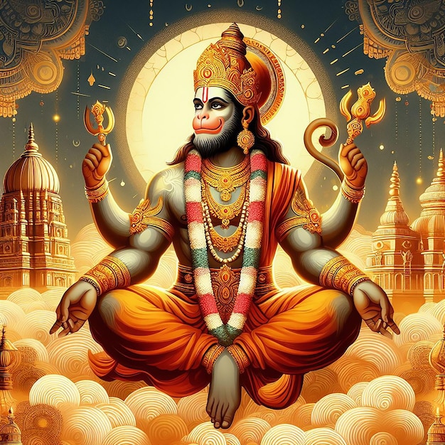 Hanuman Jayanti Image background AI generated by Bing