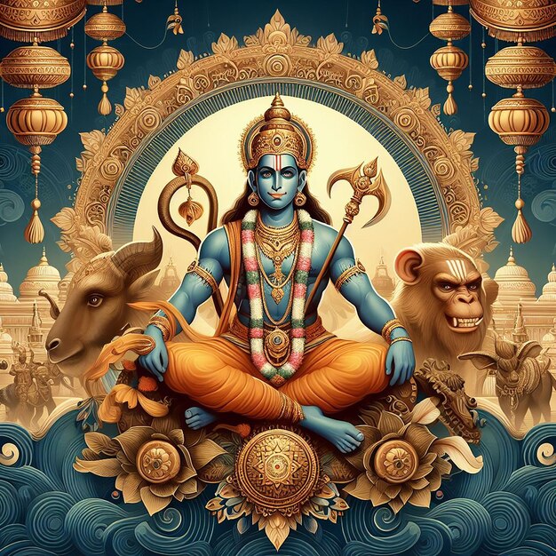 Hanuman Jayanti Image background AI generated by Bing