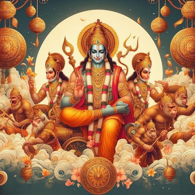 Hanuman Jayanti Image background AI generated by Bing