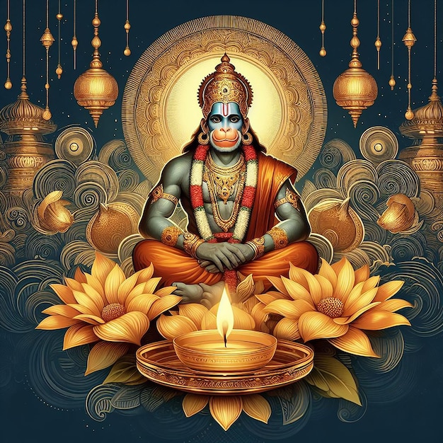 Hanuman Jayanti Image background AI generated by Bing