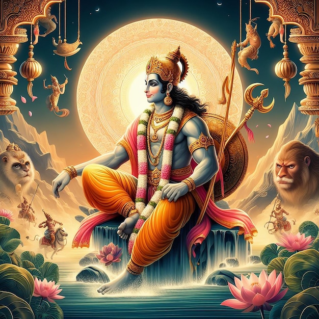 Hanuman Jayanti Image background AI generated