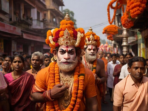 Hanuman jayanti kleurrijke achtergrondontwerp beste kwaliteit hyper realistische behang afbeelding ai gegenereerd