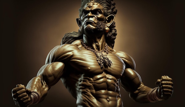 Hanuman 강력한 보디 빌더 Lord Shiva Angry bajrangbali 그림 Ai 생성 예술