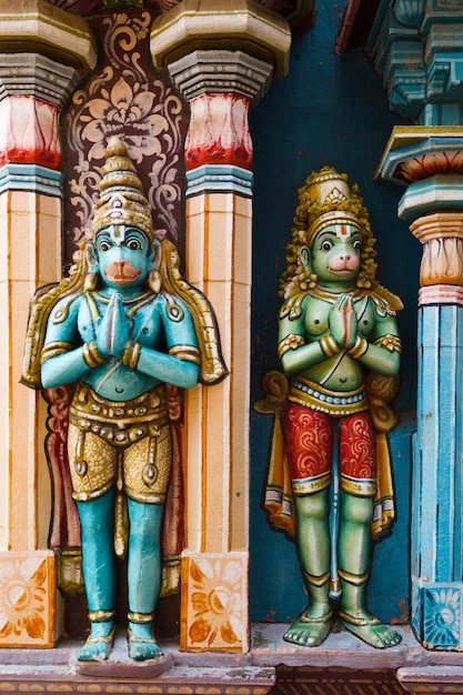 Hanumanstandbeelden in Hindoese Tempel Sri Ranganathaswamy Temple Tir