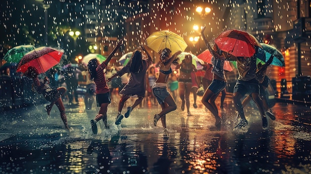 Happess dancing in the rain