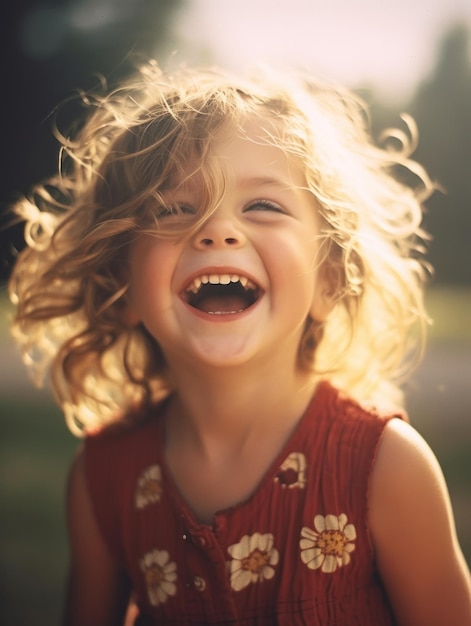 Самый счастливый ребенок на земле Милый ребенок беззаботно улыбается