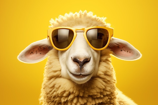 The happiest sheep in sunglasses. generative by ai