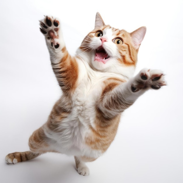 Happily cat on a white background