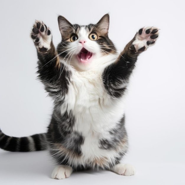 Happily cat on a white background