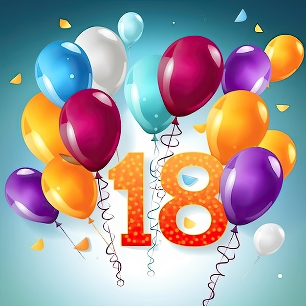 Счастливый 18 день рождения фоновая иллюстрация AI GenerativexA