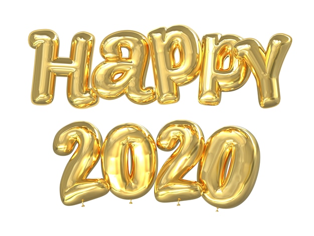 Happy 2020 golden balloons