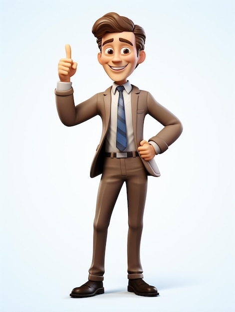 a happy 3d business man on transparent white background