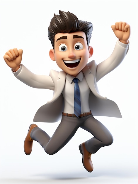 a happy 3d business man on transparent white background